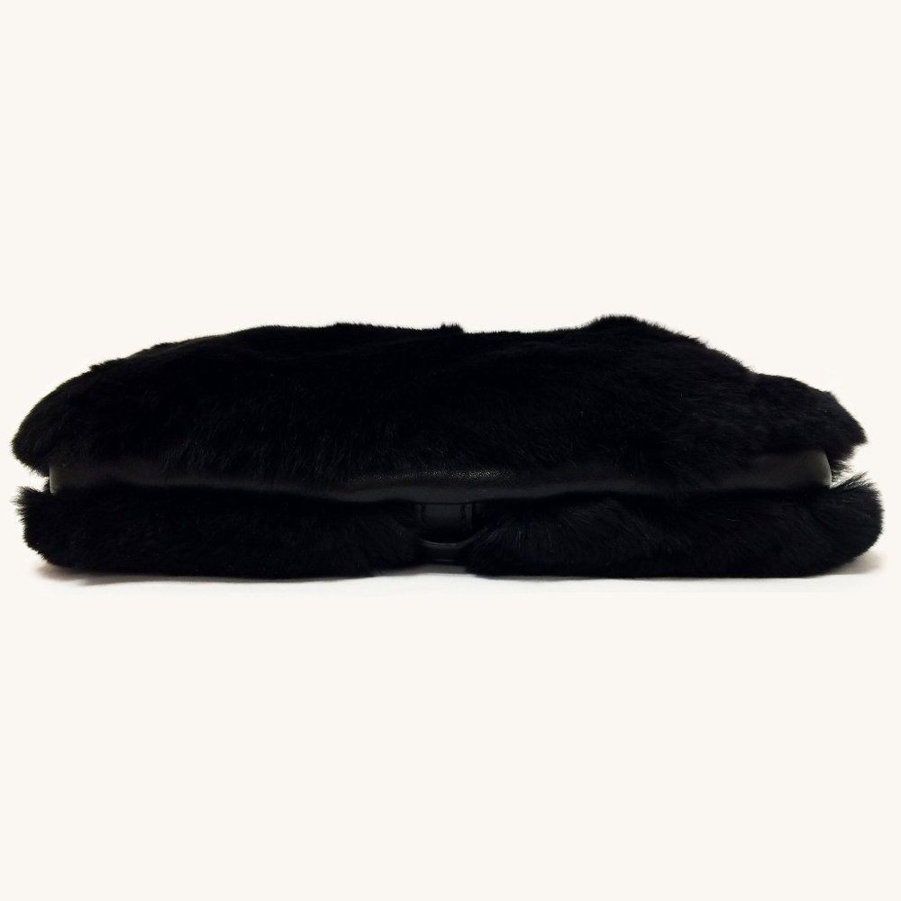 Tory Burch Peyson Muffler Black Fur Wristlet - Picture 4 of 7